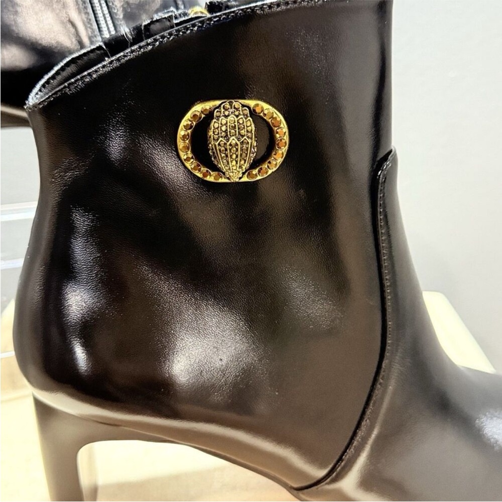 Kurt Geiger Black London Chelsea Square Toe Eagle Leather Boots Sz 38.5 (8) NWT - Picture 4 of 12